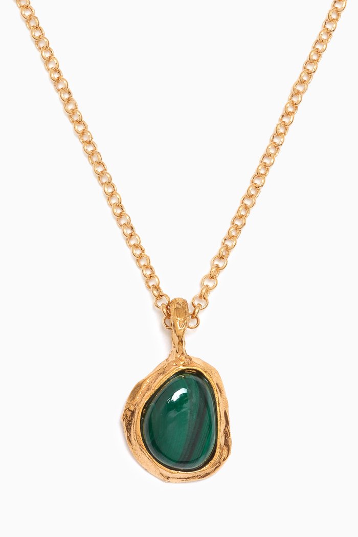 

The Droplet of the Mountain Malachite Necklace in 24kt Gold-plated Bronze, Green