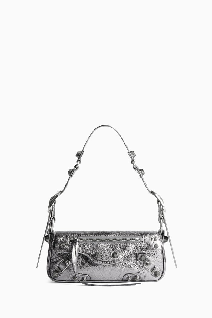 

Small Le Cagole Sling Bag in Metallic Arena Lambskin, Silver