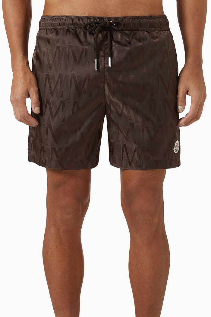 

All-over Monogram Swim Shorts, Brown