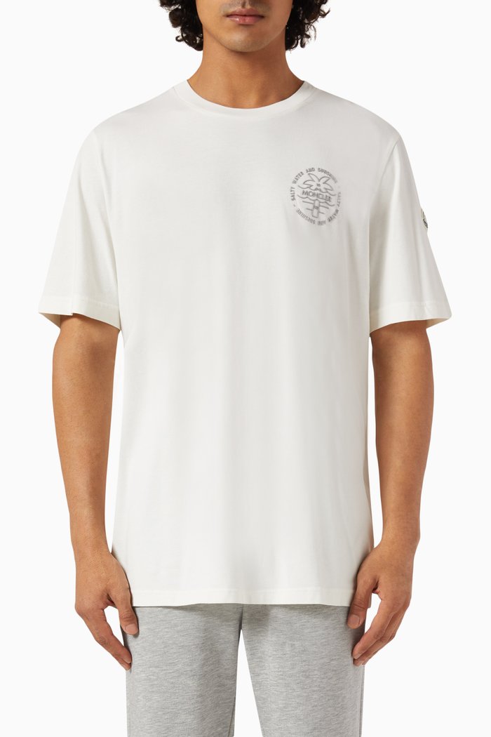 Surf Graphic Logo Print T-shirt in Cotton, Neutral