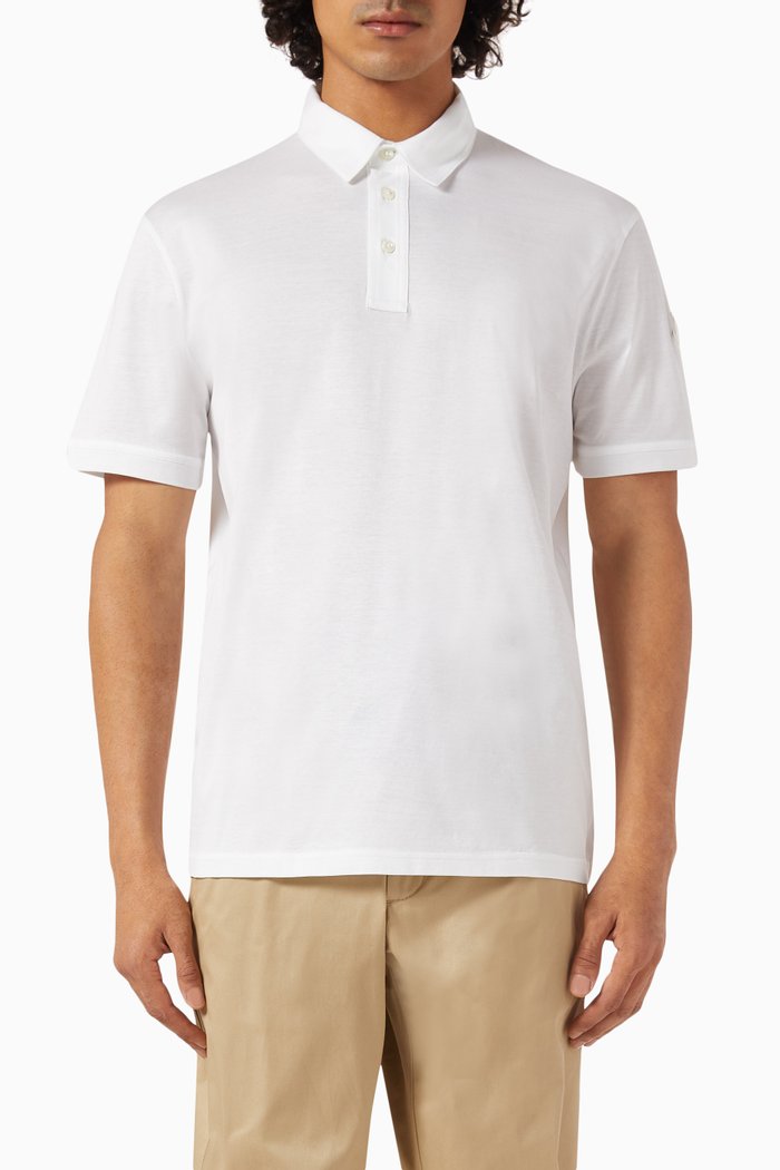 

Logo Patch Polo Shirt in Mercerized Cotton Jersey, White