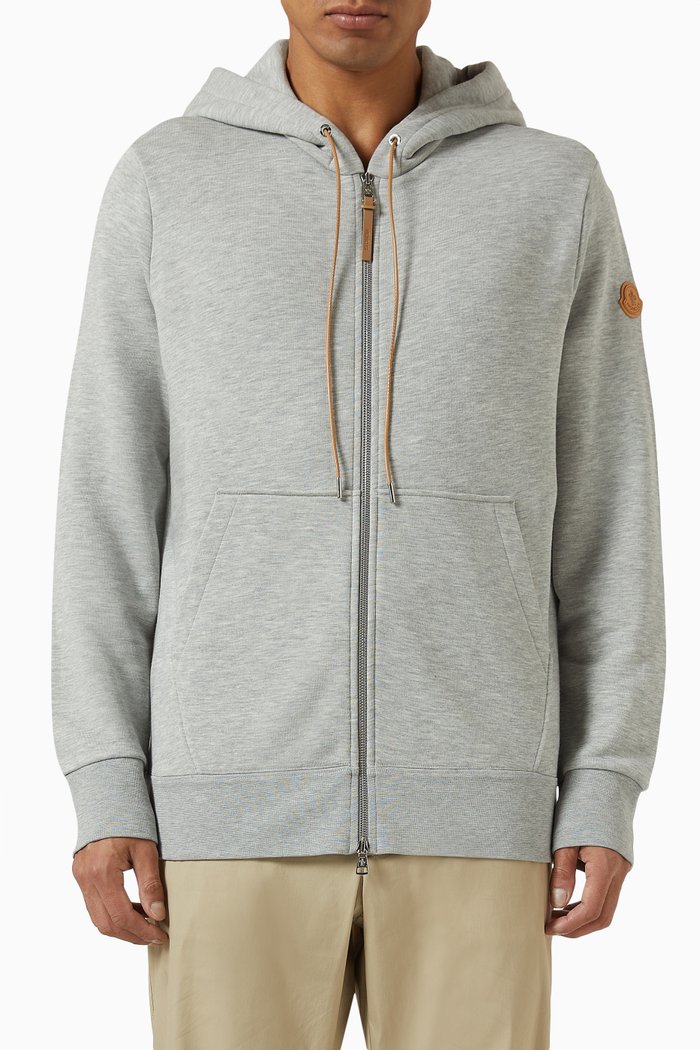 

Zip-up Cardigan in Cotton-blend, Grey