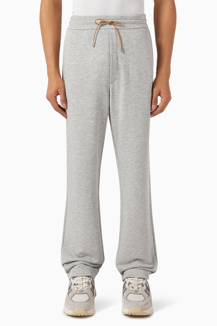 

Logo Patch Track Pants in Cotton Blend Fleece, Grey
