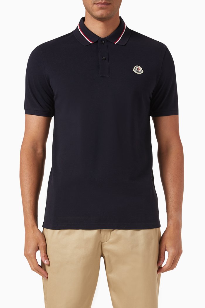 

Logo-patch Polo Shirt in Cotton, Blue