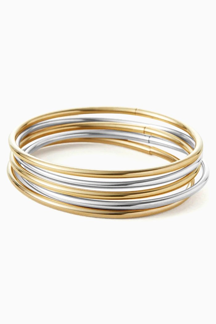 

Dane Two-tone Bangle Set in Rhodium & Gold ion-plated Steel, Multicolour