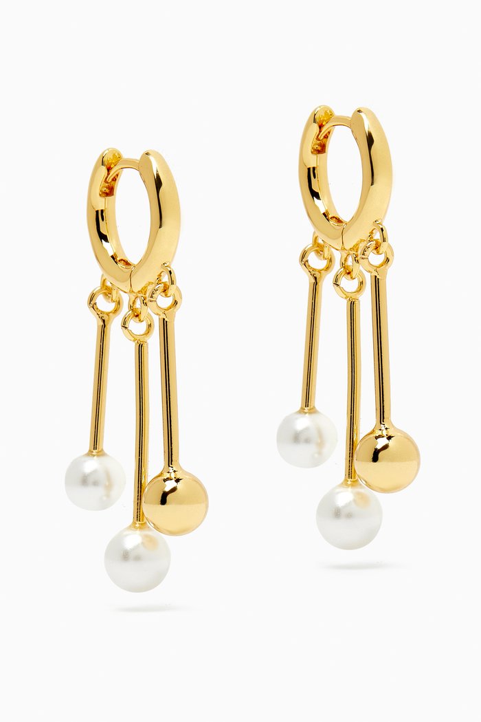 

Nova Pearl Drop Earrings in 14kt Gold-plated Brass, White