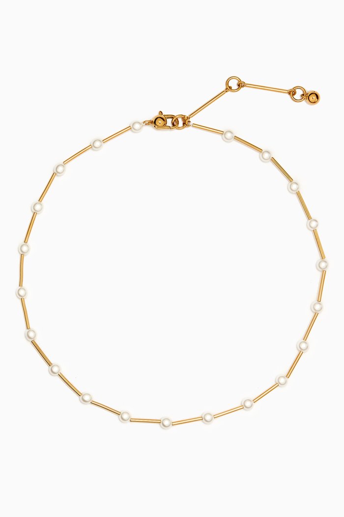 

Sylvie Pearl Necklace in Gold Ion-plated Brass, White