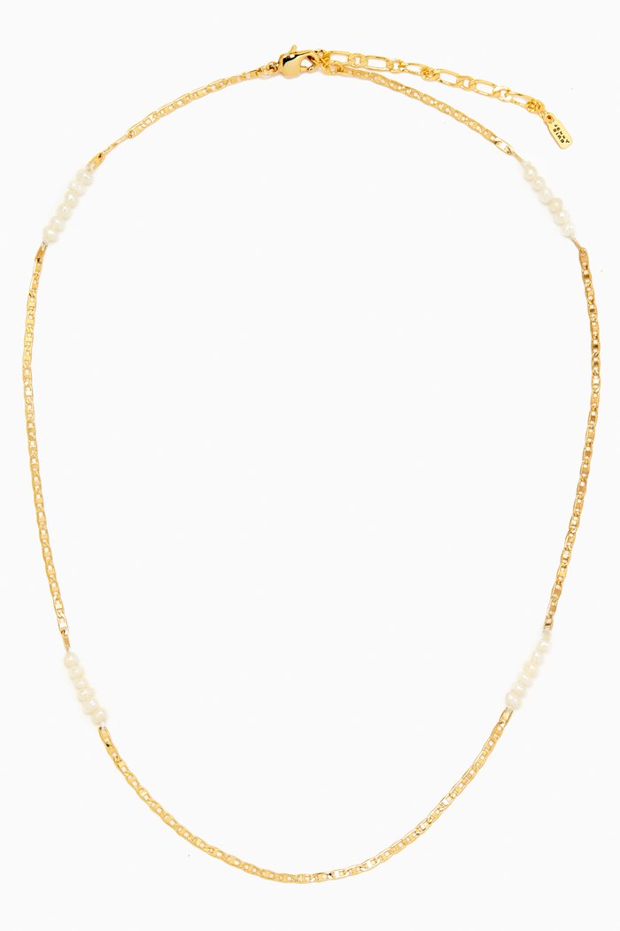 

Delphine Freshwater Pearl Necklace in 14kt Gold-plated Brass, White
