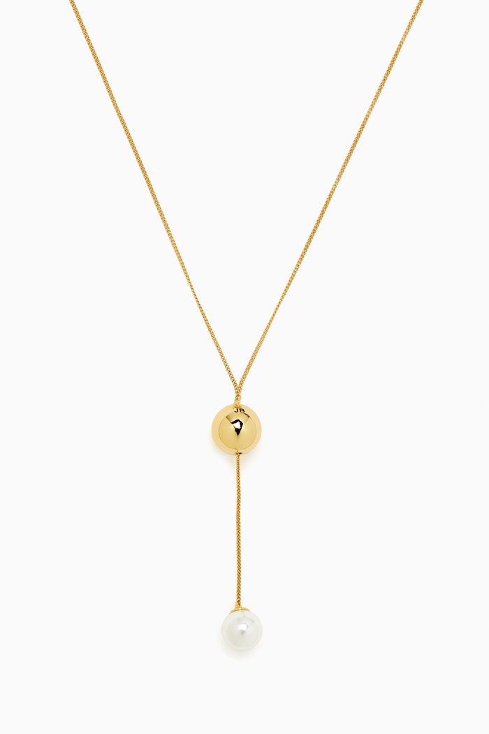 

Nova Pearl Convertible Lariat Necklace in Gold Ion-plated Brass, White