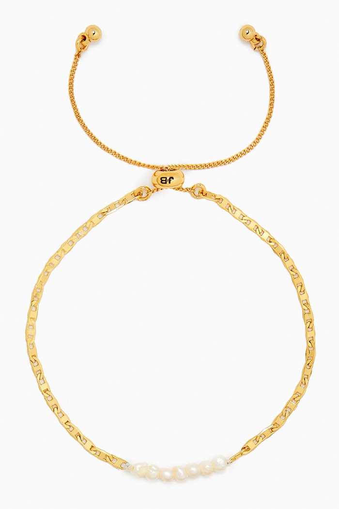 

Delphine Freshwater Pearl Chain Bracelet in 14kt Gold-plated Brass, White