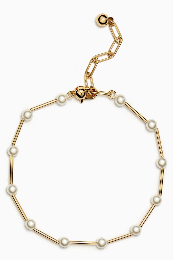 

Sylvie Pearl Anklet in Gold Ion-plated Brass, White