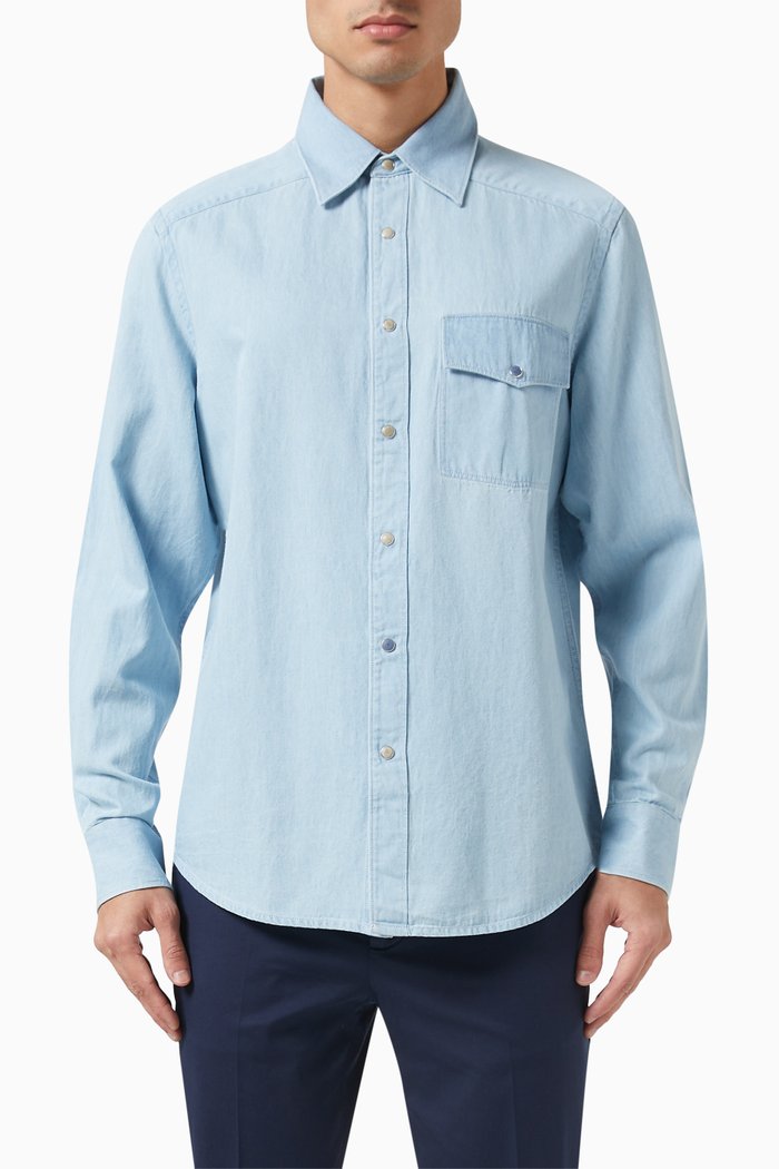 

Patch Pocket Shirt in Denim, Blue