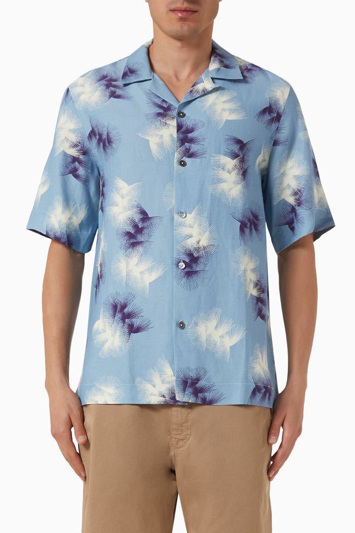 

All-over Print Shirt in Cotton, Blue