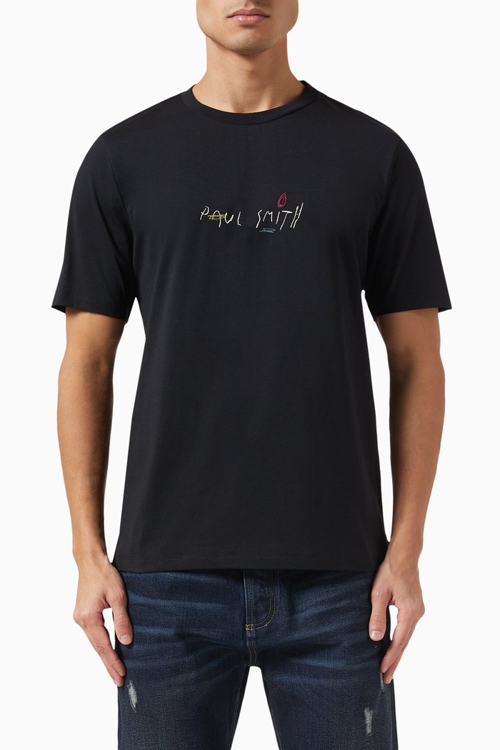 

Graphic Logo T-shirt in Organic Cotton Jersey, Black