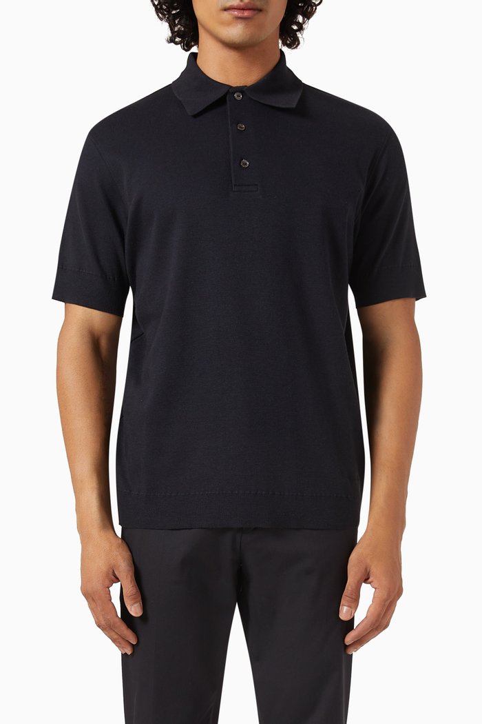 

Integral Polo T-shirt in Cotton & Cashmere, Blue
