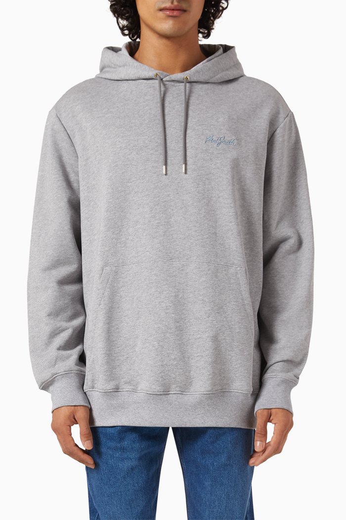 

Logo Embroidered Hoodie in Organic Cotton, Grey