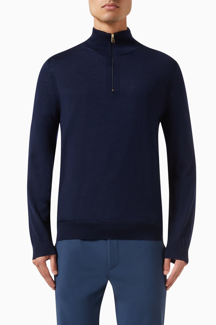 

Zip Sweater in Wool, Blue