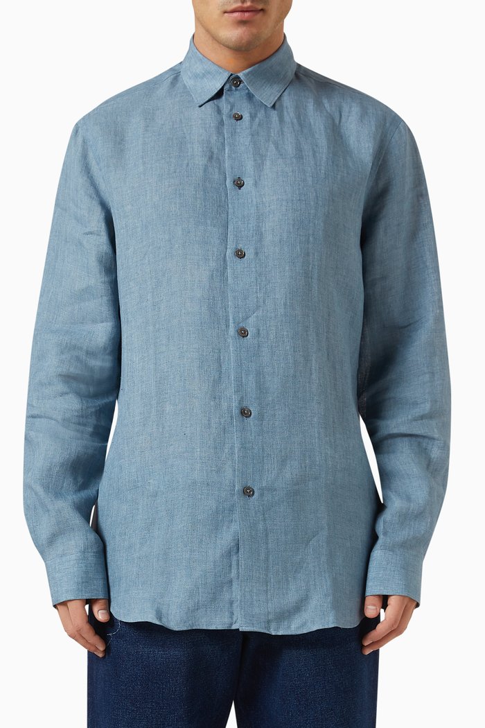 

Regular-fit Shirt in Chambray, Blue