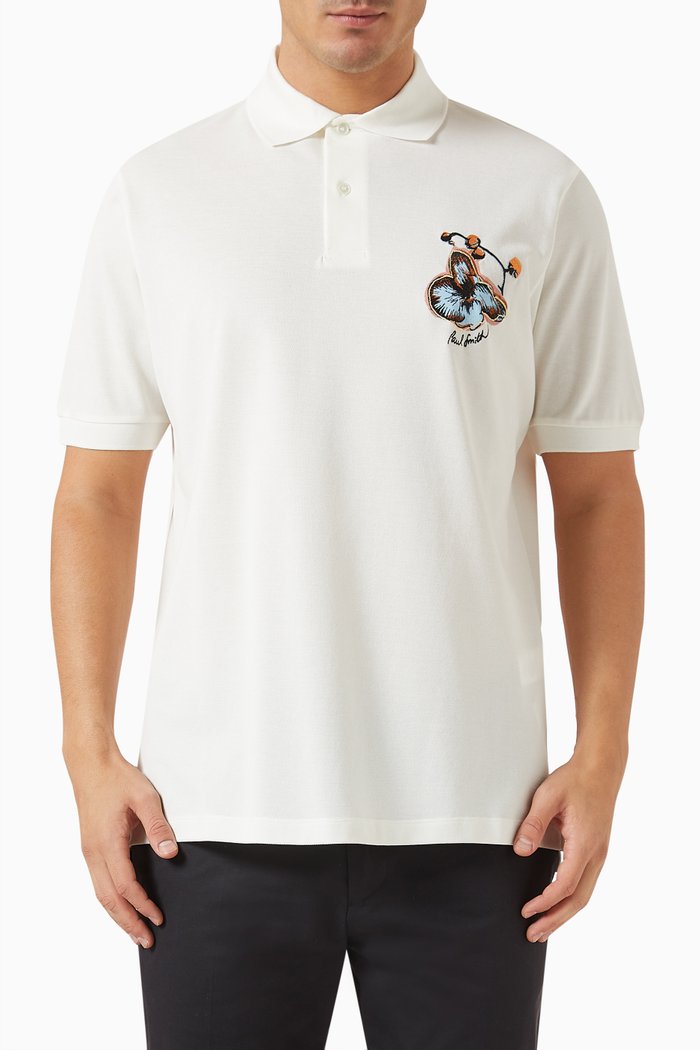

Orchid Graphic Polo Shirt in Cotton Piqué, White