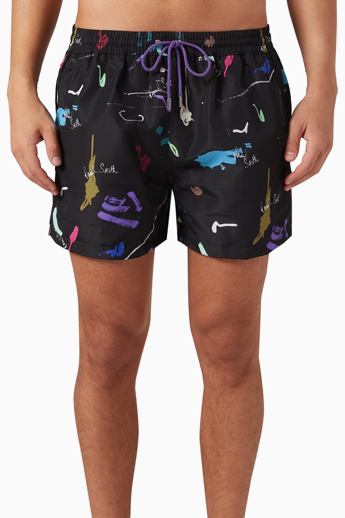 

Paint Mark-print Swim Shorts, Black