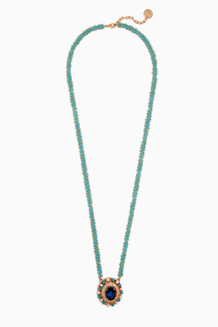 

Cluster Necklace in Gold-plated Brass, Blue