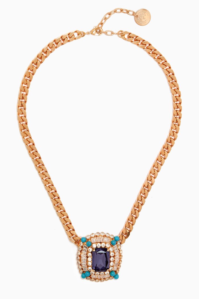 

Cluster Necklace in Gold-plated Brass, Blue