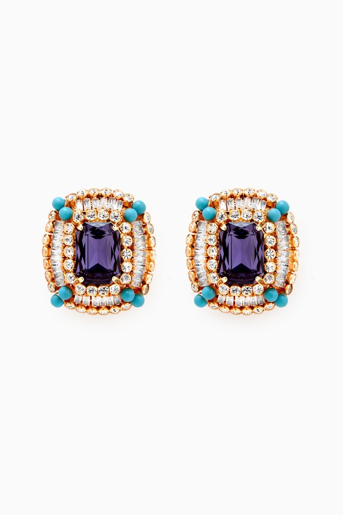 

Maya Stud Earrings in Gold-plated Brass, Blue