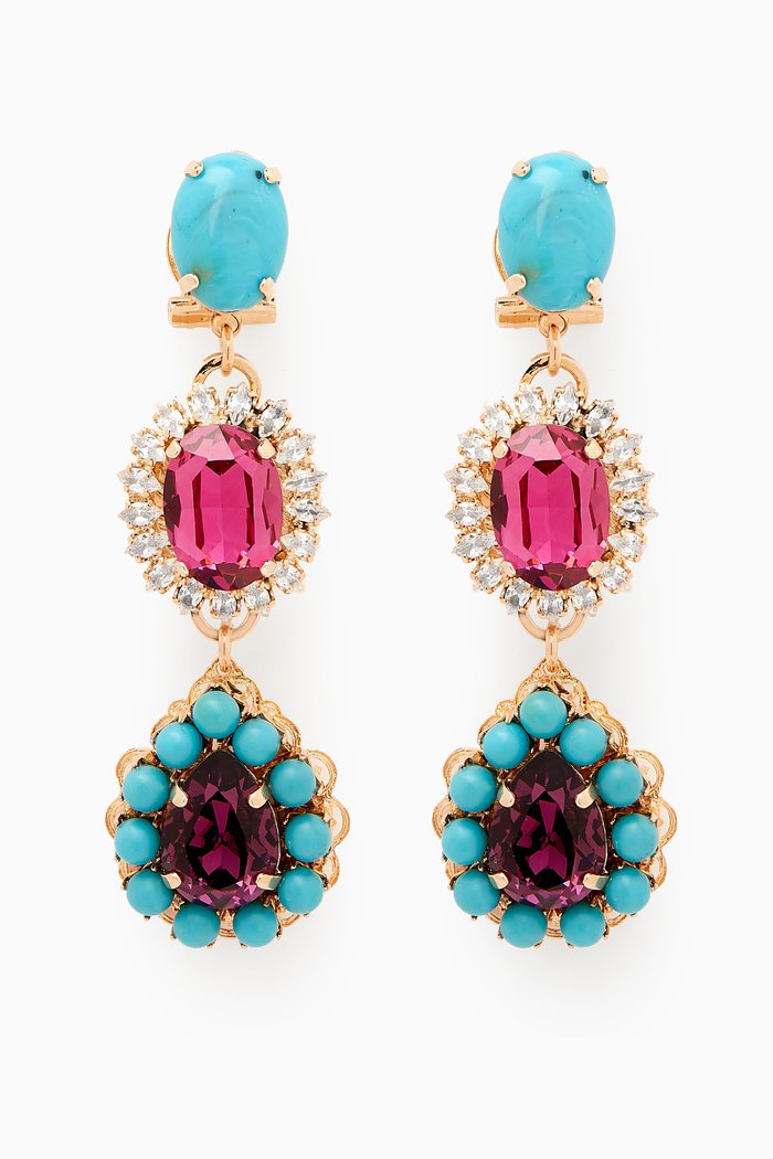 

Gia Drop Earrings in Gold-plated Brass, Pink