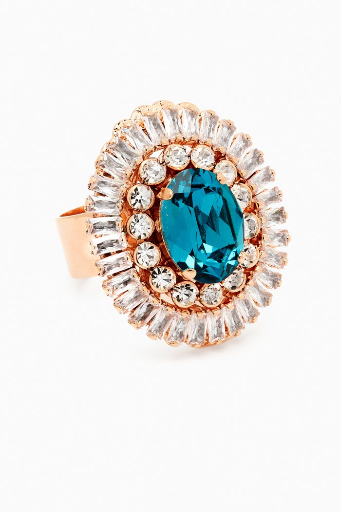 

Fiona Rhinestone Ring in Gold-plated Brass, Blue