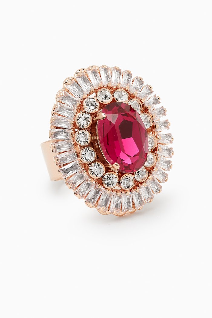 

Fiona Ring in Gold-plated Brass, Pink