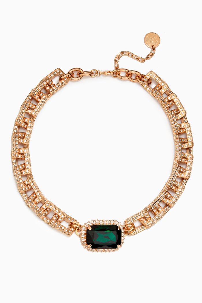 

Elise Necklace in Gold-plated Brass, Green