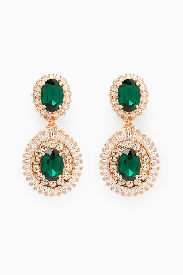 

Aurora Drop Earrings in Gold-plated Brass, Green