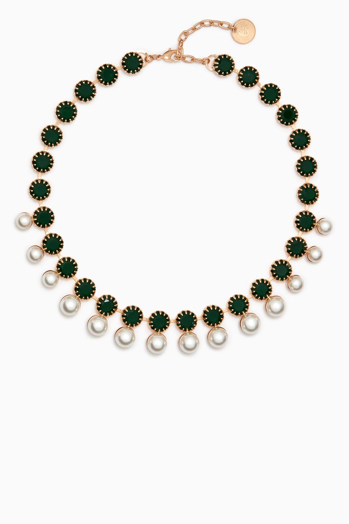 

Leah Necklace in Gold-plated Brass, Green