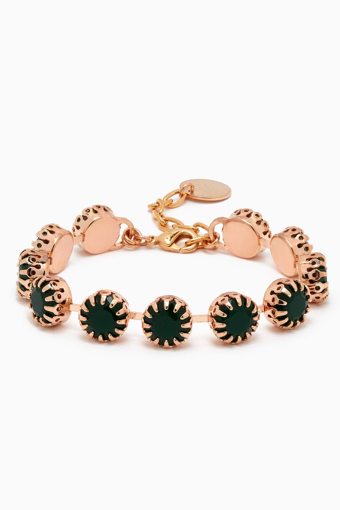 Rhinestone Bracelet in Gold-plated Brass, Green