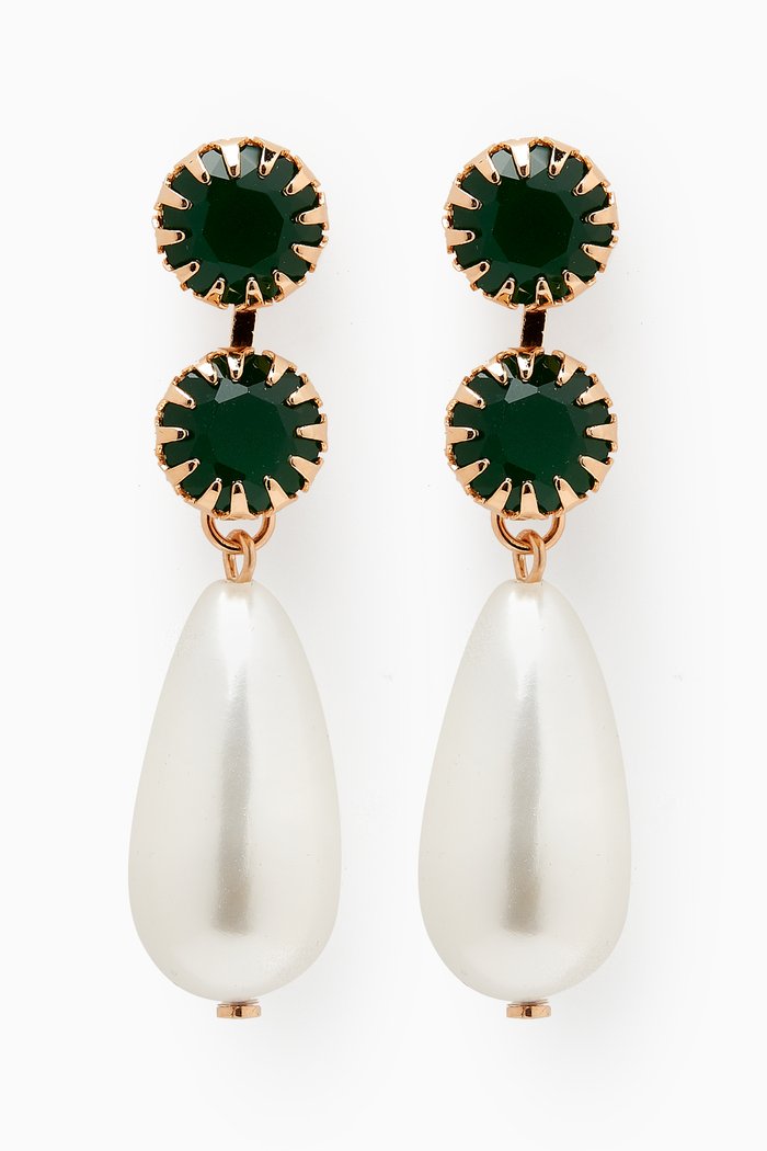 

Clementine Drop Earrings in Gold-plated Brass, Green