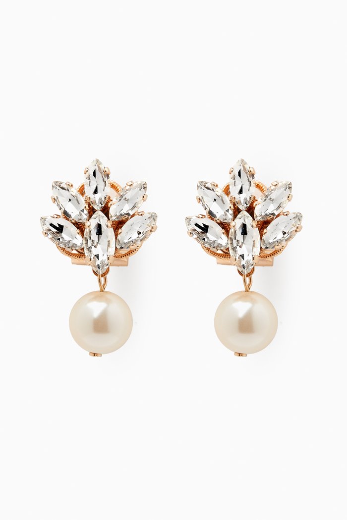 

Sweet Pea Drop Earrings in Gold-plated Brass, White