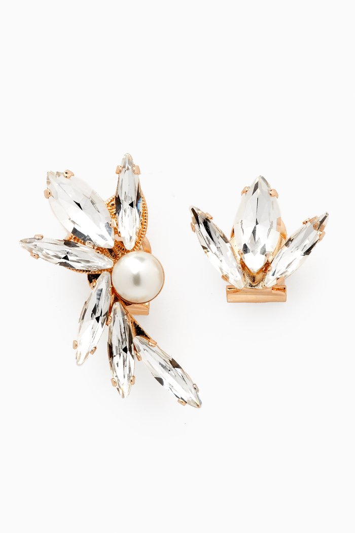 Liliana Rhinestone Stud Earrings in Gold-plated Brass, White