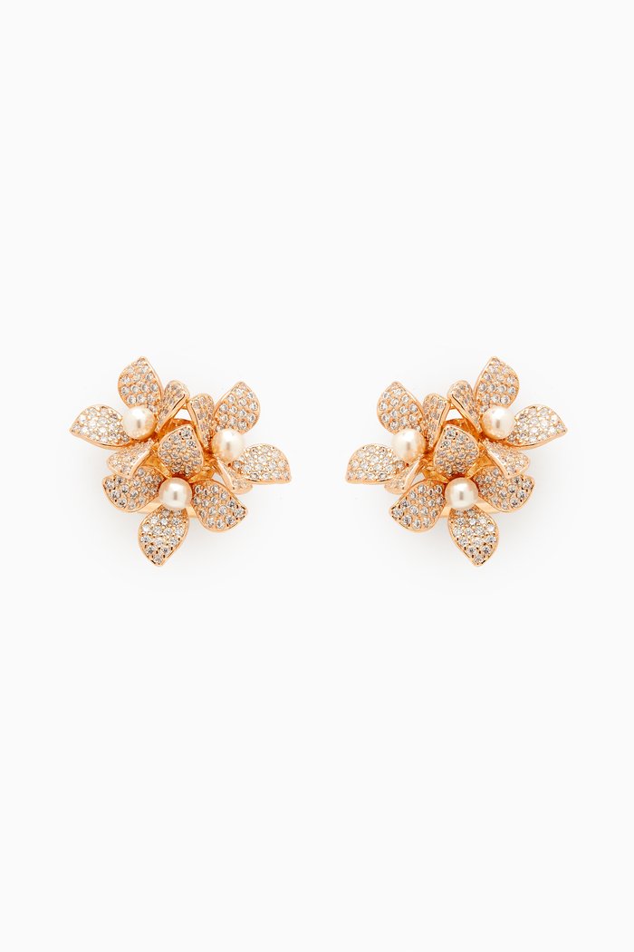 

Lila Stud Earrings in Gold-plated Brass, White