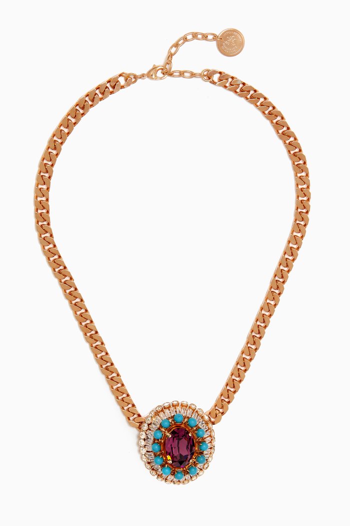 

Cluster Necklace in Gold-plated Brass, Pink