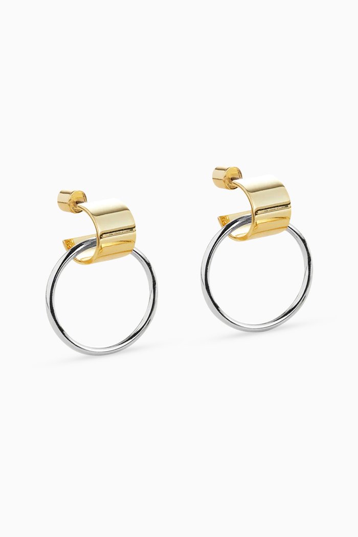 

Fave Two-tone Knocker Earrings in 14kt Gold-plated Brass, Multicolour