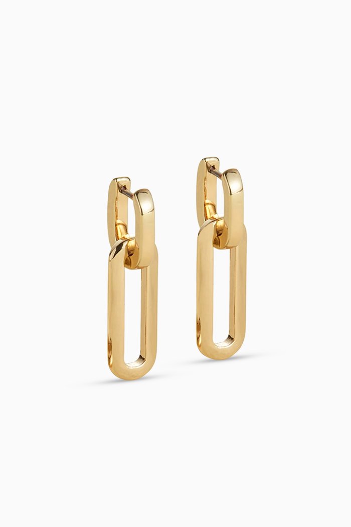 Teeni Link Huggie Earrings in Gold-tone Brass