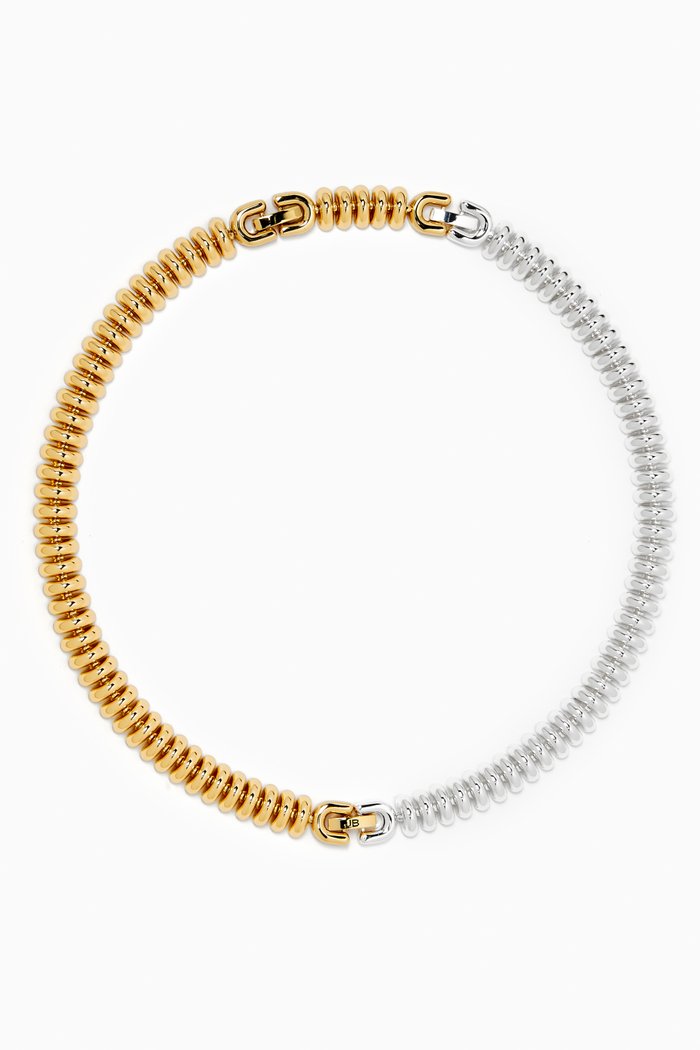 Sofia Two-tone Choker Necklace in Silver & Gold-tone Brass, Multicolour