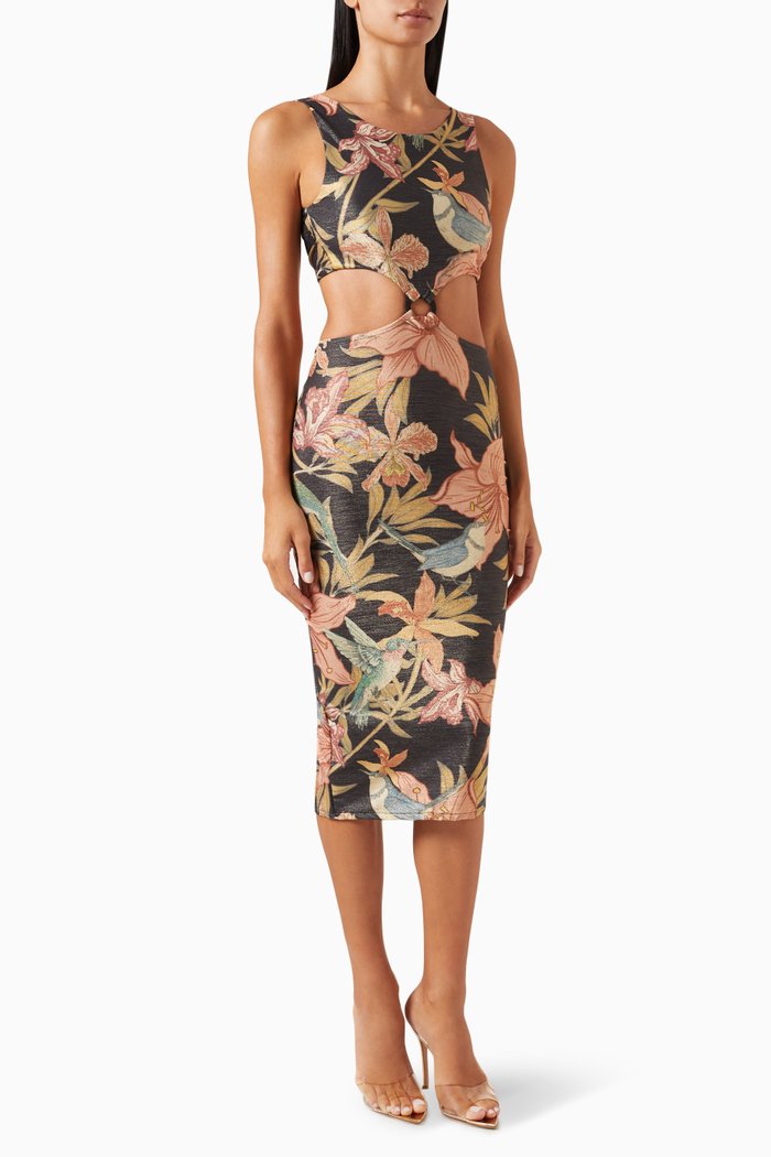 

Kayla Cut-out Midi Dress, Black