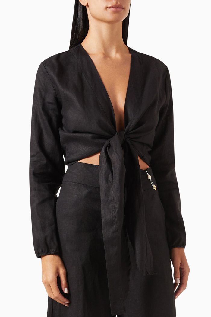 

Emiliana Tie-up Top, Black