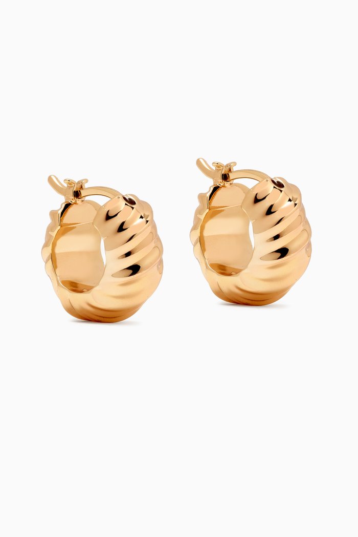 

Kola Chunky Textured Hoops in 18kt Gold-plating