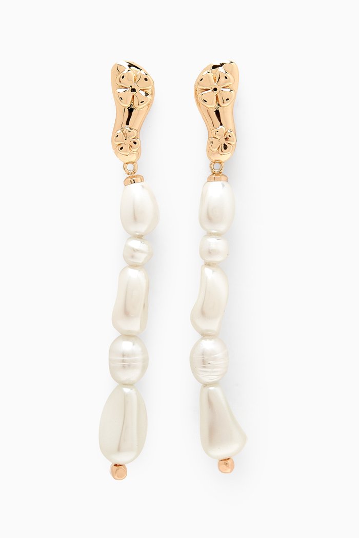 

Eclo Pearl Drop Earrings in 18kt Gold-plated Metal, White