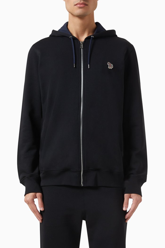 

Zebra Logo Hoodie in Cotton, Black