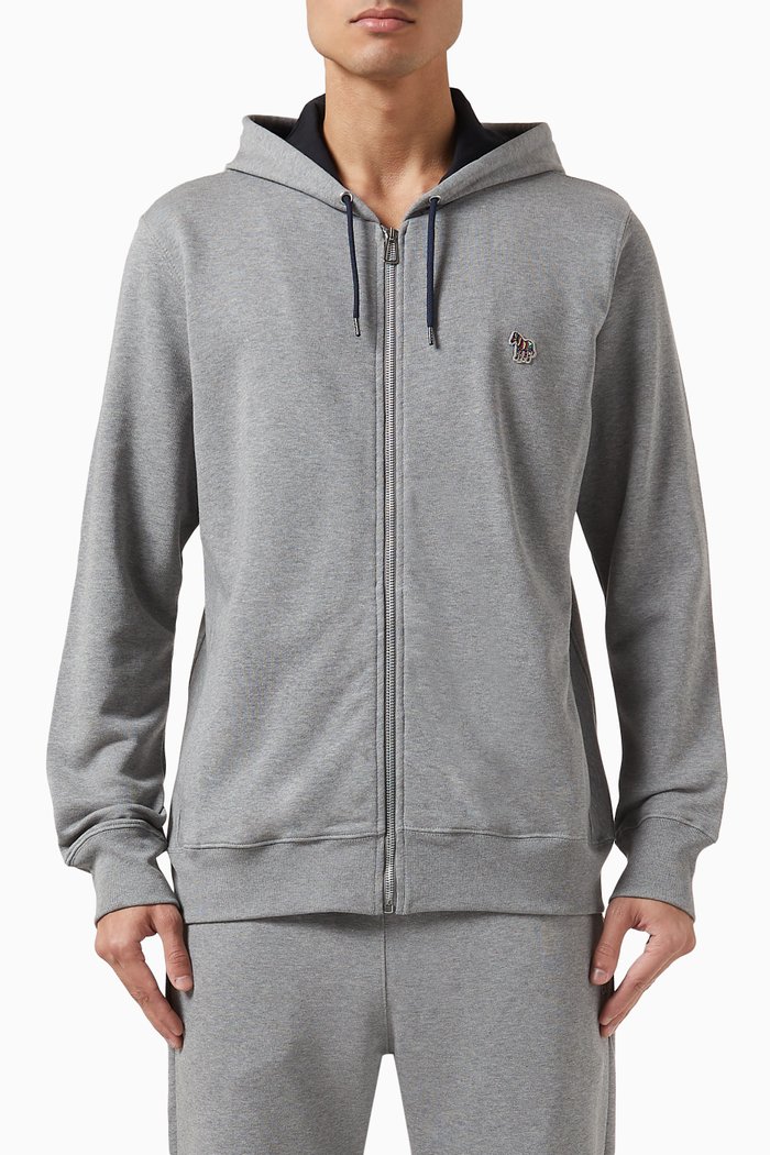 

Zebra Logo Hoodie in Cotton, Grey