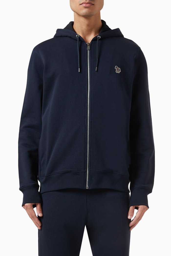 

Zebra Logo Hoodie in Cotton, Blue
