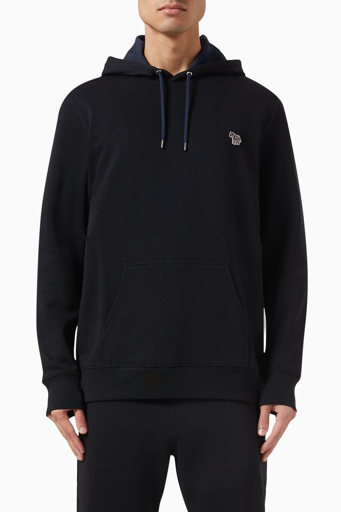 

Zebra Logo Hoodie in Cotton, Black